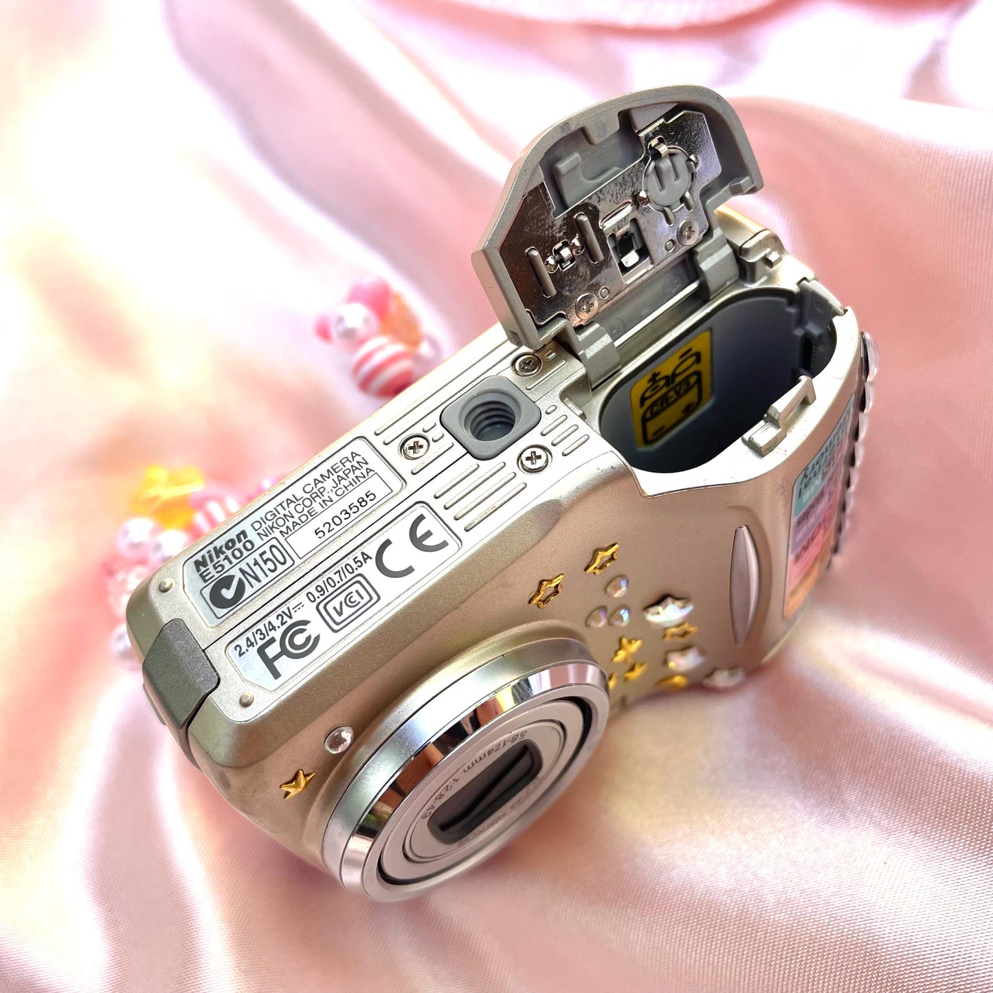 Nikon Coolpix E5100 cute y2k aesthetic bejewelled digicam with beaded strap PreOwned