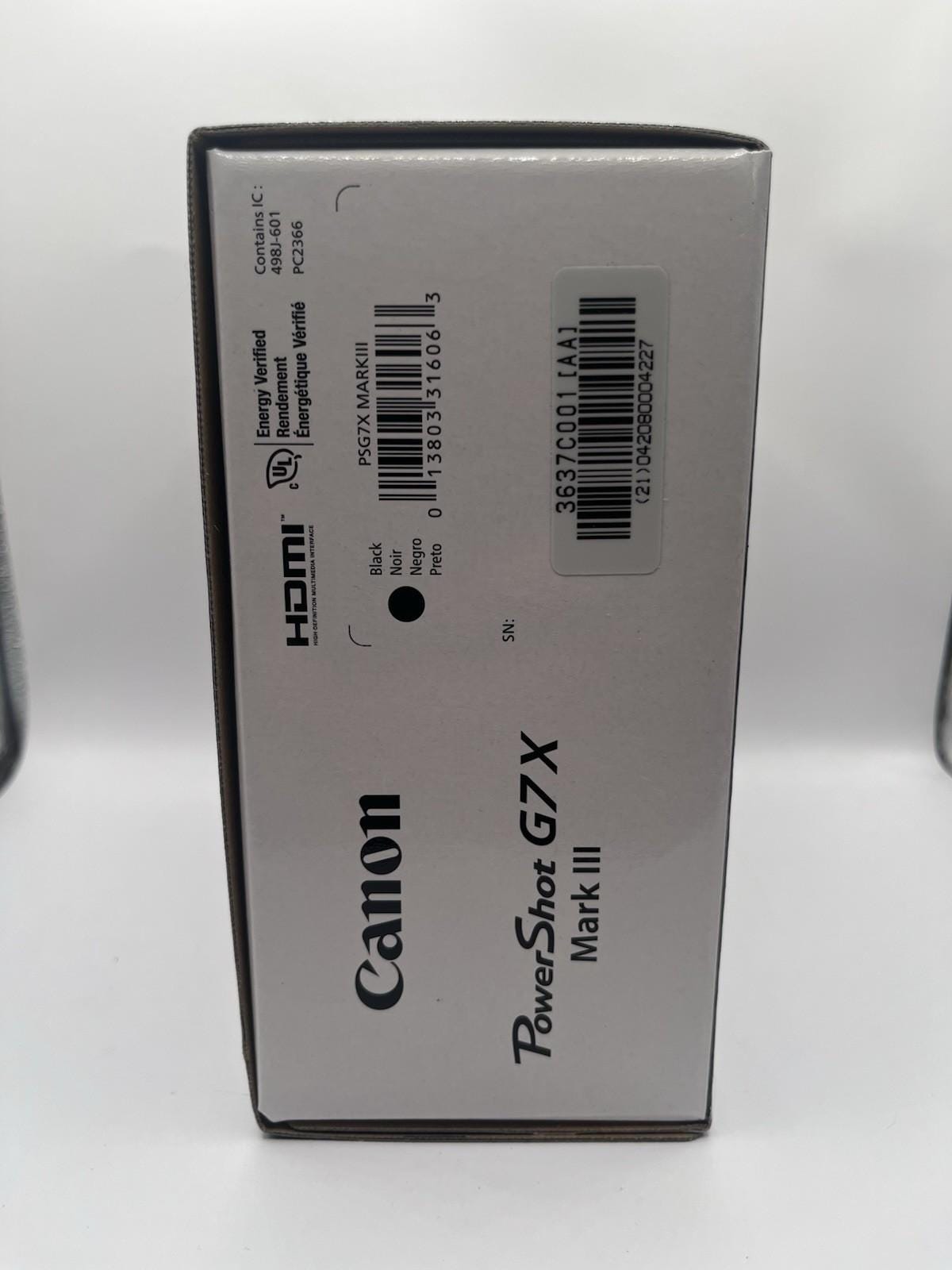 Canon PowerShot G7 X Mark III - 20.1MP Point & Shoot Digital Camera Black Lot# 2