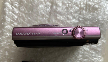 Nikon COOLPIX S6100 Compact Digital Camera Pink Tested w/ Battery