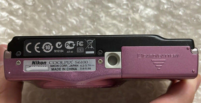 Nikon COOLPIX S6100 Compact Digital Camera Pink Tested w/ Battery