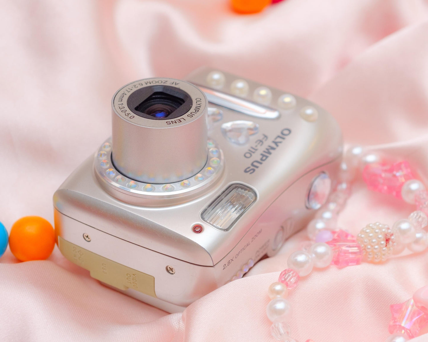 Cute y2k aesthetic digicam Olympus FE 110 with beaded strap PreOwned