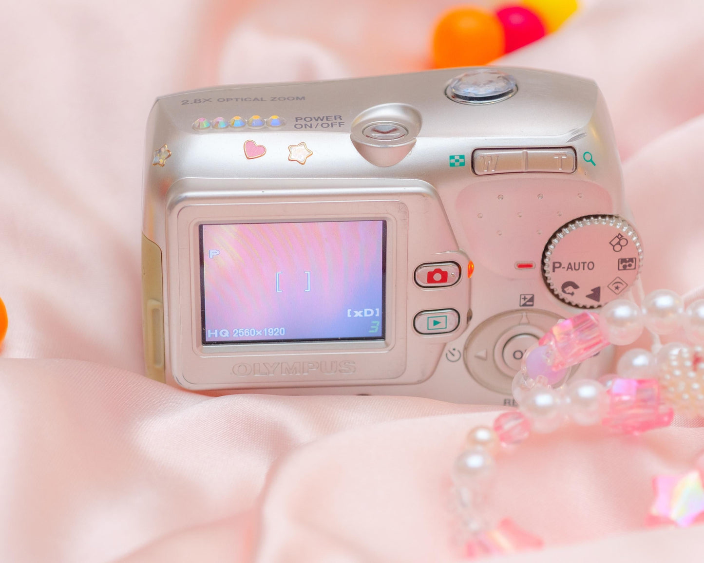 Cute y2k aesthetic digicam Olympus FE 110 with beaded strap PreOwned