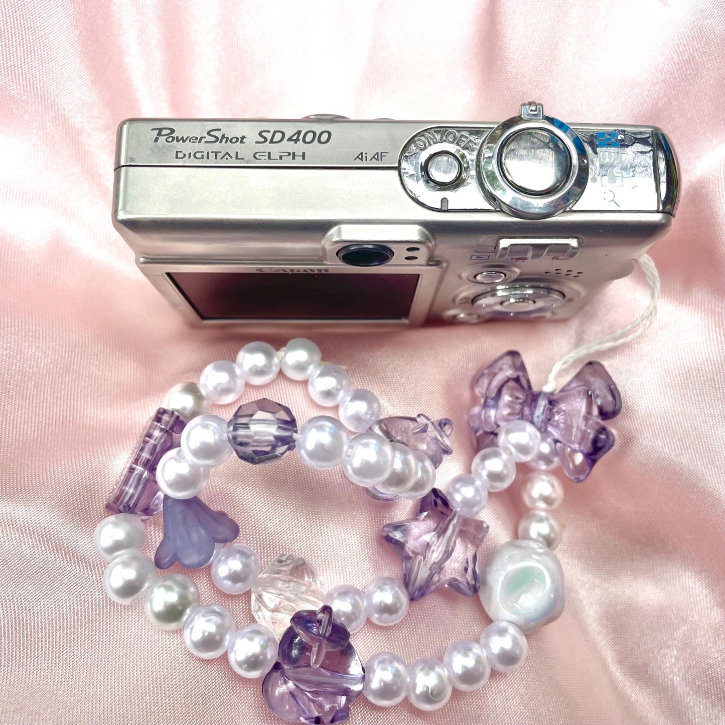 Canon PowerShot SD 400 Digital Elph y2k aesthetic decorated digicam with beaded strap PreOwned