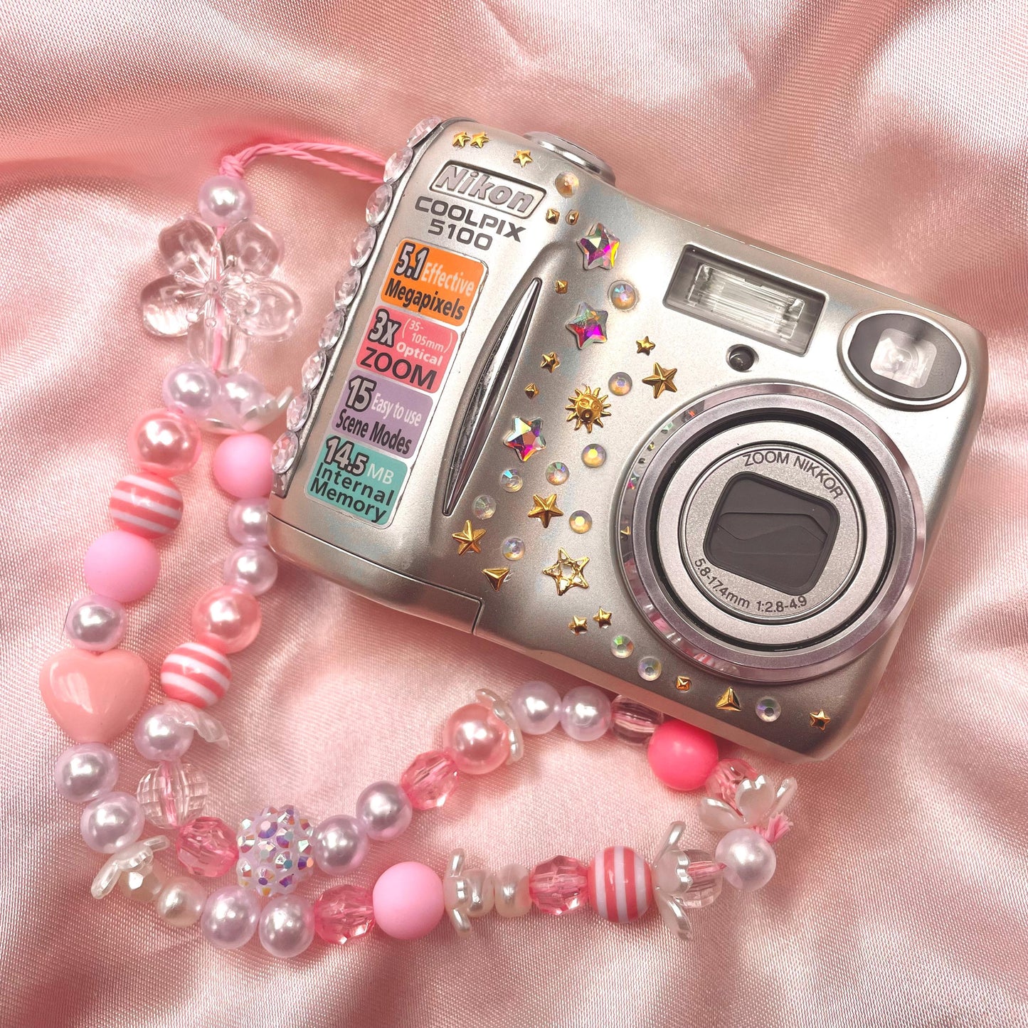 Nikon Coolpix E5100 BOXED SET cute y2k aesthetic digicam with beaded strap PreOwned