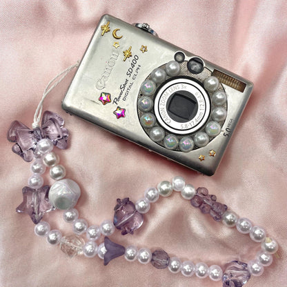 Canon PowerShot SD 400 Digital Elph y2k aesthetic decorated digicam with beaded strap, full set PreOwned