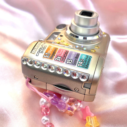 Nikon Coolpix E5100 cute y2k aesthetic bejewelled digicam with beaded strap PreOwned
