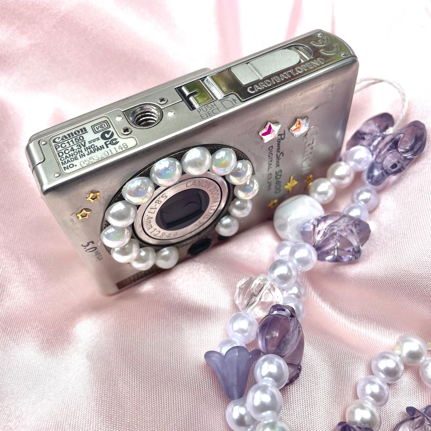 Canon PowerShot SD 400 Digital Elph y2k aesthetic decorated digicam with beaded strap, full set PreOwned